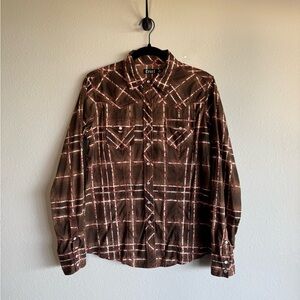 Cruel Girl Brown and Pink Plaid Button Down Shirt